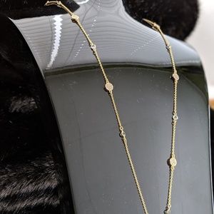 Kate Spade North Court Pavé Disc Gold Necklace nwt